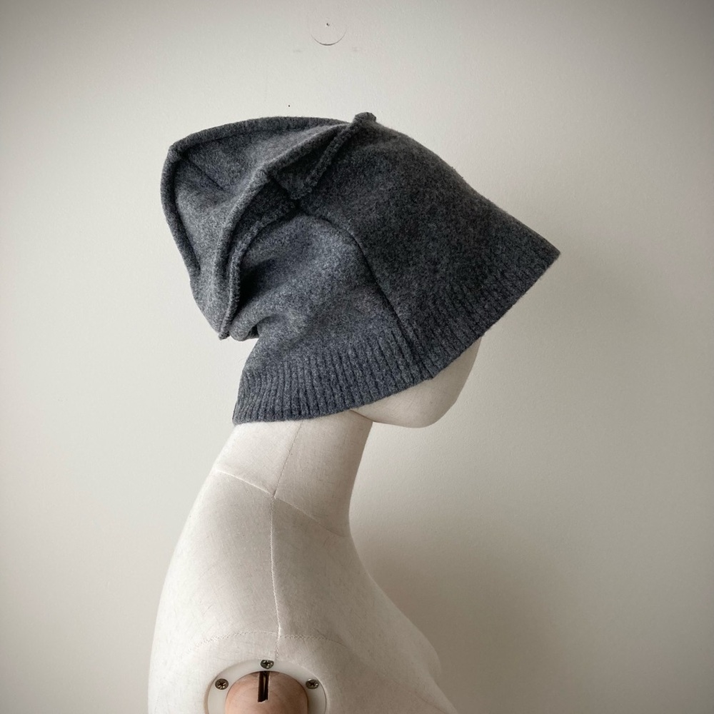joodito origami crown wool sweater hat bucket beanie cloche docker cap dark gray - Picture 3 of 10
